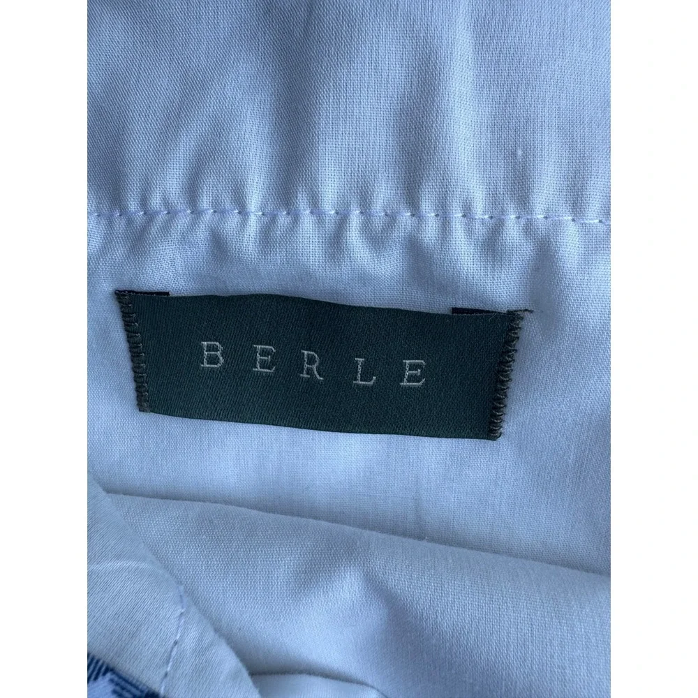 Berle Mens Linen Dress Pants Tan Flat Front‎ Gingham Lining Size 40